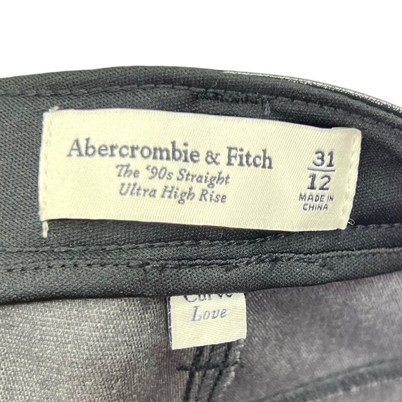 Abercrombie & Fitch Curve Love Patent Leather 90s Straight Black Pants 31/12 NWT - Picture 8 of 9